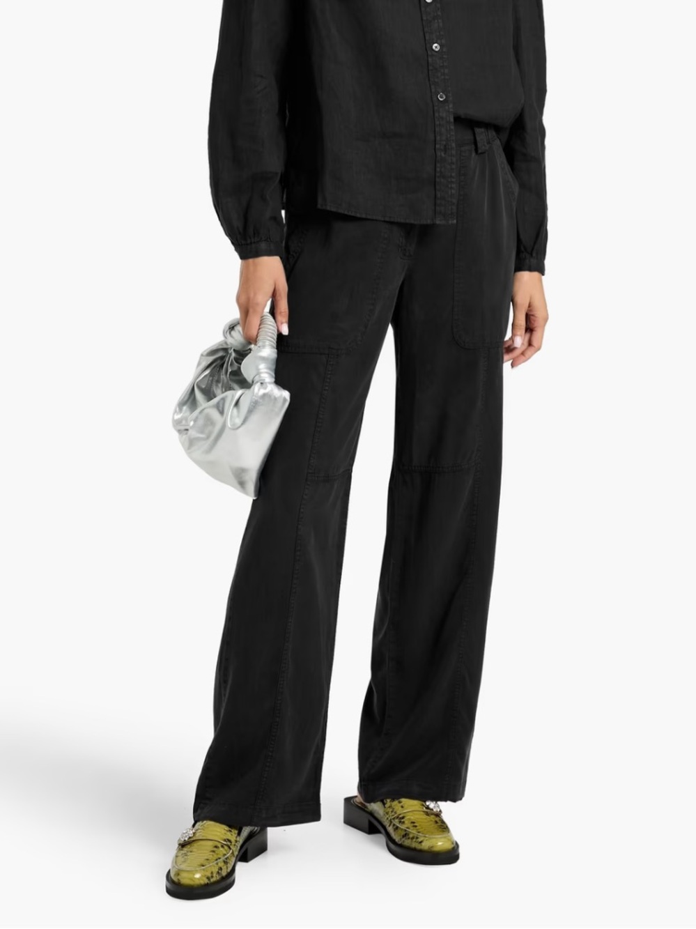 Alex Mill Kyera Pants 100% Lyocell Relaxed Drapey Straight Leg Rich Black XL